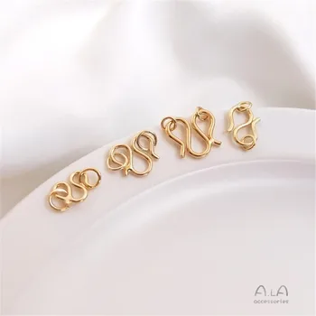 14K Ouro Cheio Banhado a M a fivela do bracelete colar W link fivela em forma de S, final de gancho botão DIY jóias materiais acessórios