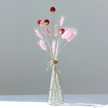 15pcs 20-30cm Bunnny Cauda Grama Vermelho Morango Flores Secas de Casamento de Abastecimento de Casamento Flores do Natal do Quarto Decoração de Mesa