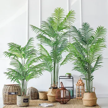 Decoração De Casa De Simulação Chrysalidocarpus Lutescens Artificial Verde Vasos De Planta Árvore Em Carpete Enfeites De Decoração Sala De Estar Presente