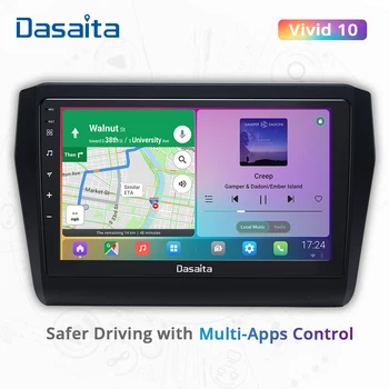Dasaita Vivas Para o Suzuki Swift 2018 2019 2020 Carplay Android Auto som do Carro Jogador de 1280*720 IPS Tela de Toque do Rádio 4G de RAM 64G