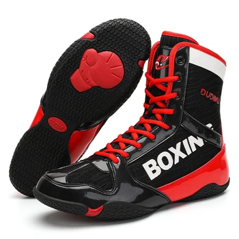 Novo Unisex Profissional de Boxe, Wrestling Sapatos de Homens de Alta Top de Treinamento de Boxe Sapatos Confortáveis e Respirável de Fitness, Tênis Homens