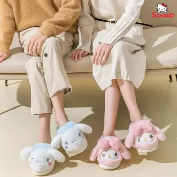 Kawaii Sanrio Meu Meldoy Cinnmoroall Cartoon Anime Non-Slip Quente Lazer Sapatos de Outono e Inverno, a Moda das Mulheres de Pelúcia Chinelo