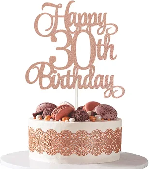 Ouro 30 de Feliz Aniversário Bolo Topper Cupcake Toppers de Decoração para festas de Decoração de Bolo Assando Acessórios