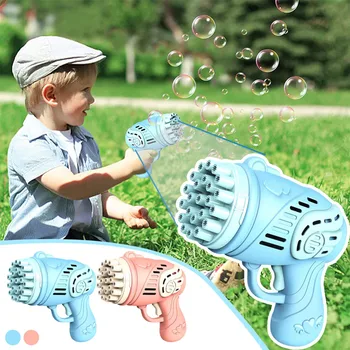 23 Buraco Máquina de Bolha para Crianças Verão Cartoon Brinquedo para Crianças Automática Bolhas Blaster Arma ao ar Livre, Camping Favores do Partido Dom