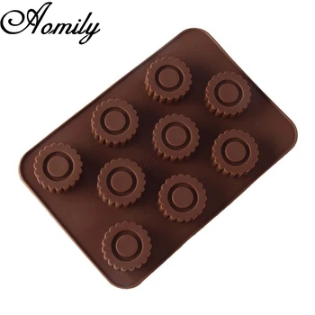 Aomily 9 Buracos Engrenagem em Forma de Flor de Silicone Sabão Doces Fondant de Chocolate de Cozinha Molde de Silicone Cookies de Chocolate Bolo de DIY Molde