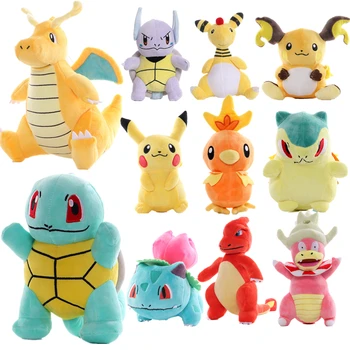 Pokémon de Pelúcia Brinquedo Pikachu Magia Sapo Semente Jenny Tartaruga Kawaii de Pelúcia Macio Travesseiro Pingente de Crianças, Presente de Aniversário