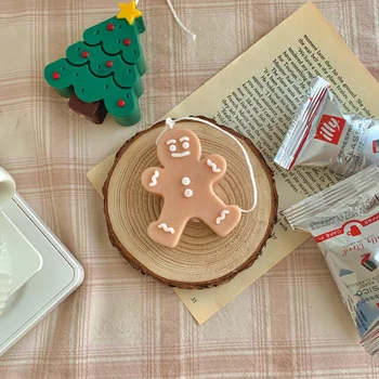 Ins árvore de Natal Gingerbread Man aromaterapia vela do molde de silicone pinheiro de chocolate manual DIY material pingando de gesso