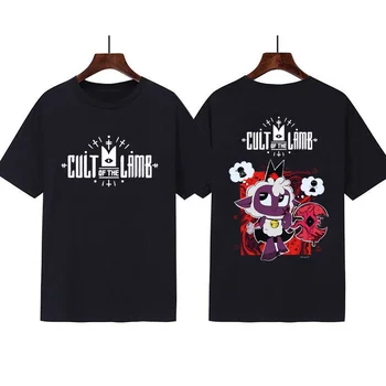 Anime Cartoon Jogo Culto do Cordeiro Dupla Face Impresso T-shirts Homens Mulheres Moda Casual Tshirt Oversized T-Shirt de Streetwear